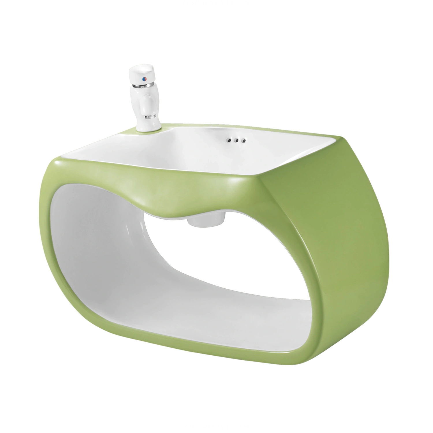 白绿色儿童一体洗脸盆